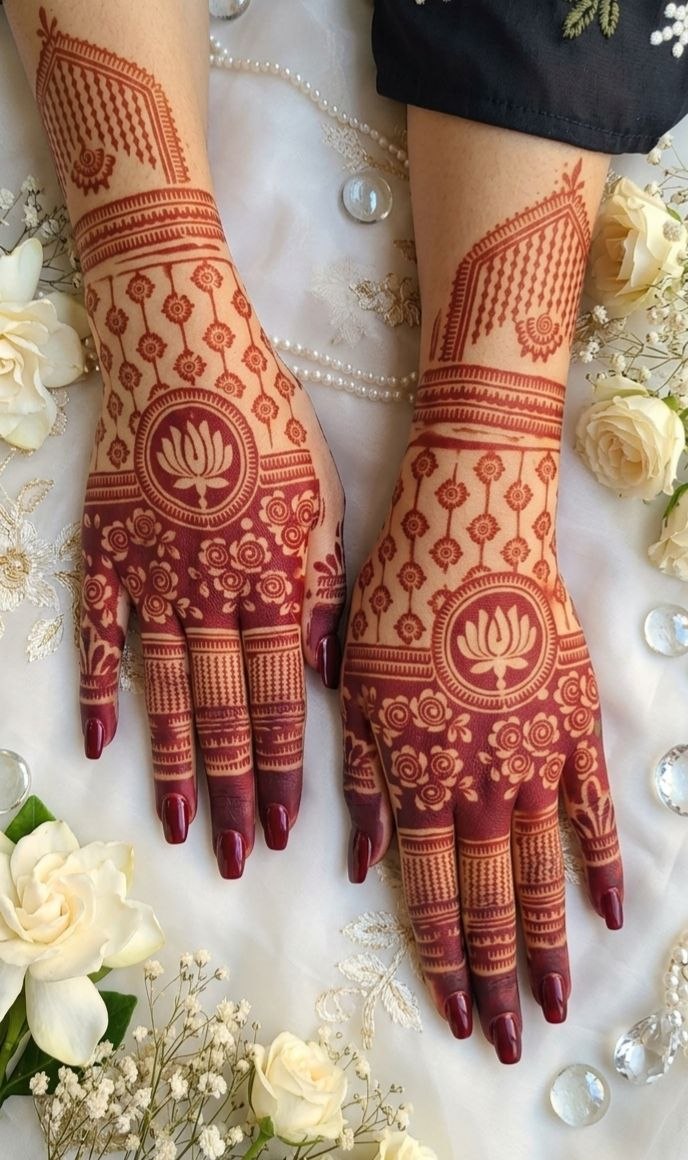 Lotus Mehndi design (1pair)